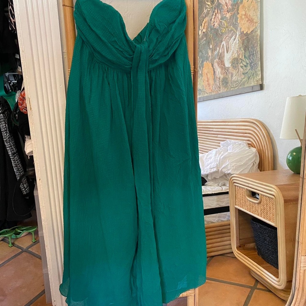 Silk Emerald Green Strapless Dress